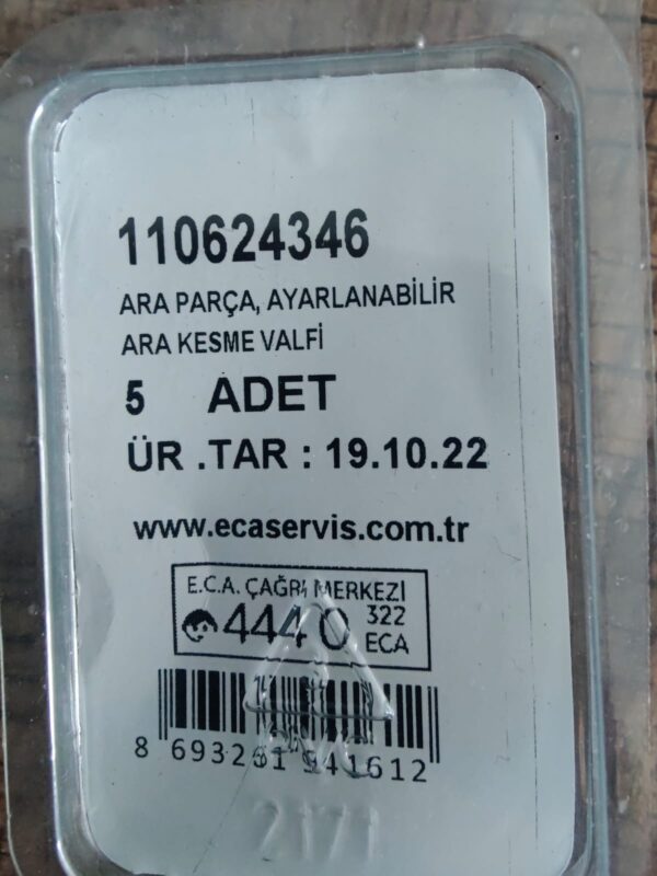 E.C.A. Ara Parça, Ayarlanabilir Ara Kesme Valfi 110624346 - Görsel 3