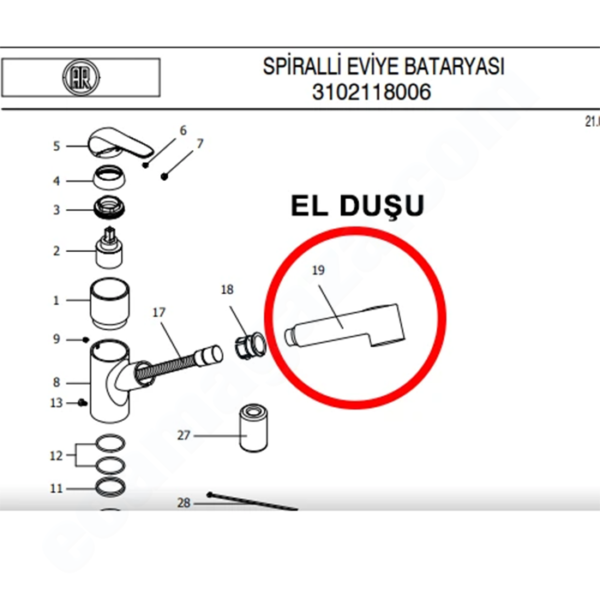 AR Dore Spiralli Mutfak Bataryası El Duşu - 102138003AR - Görsel 2