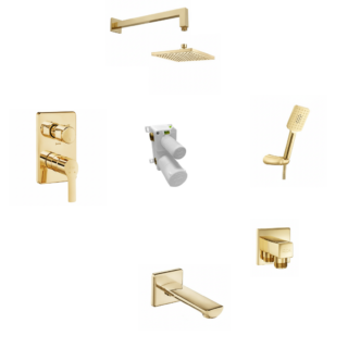 E.C.A Luna Kare Ankastre Duş seti 3 yollu Gold 102199002