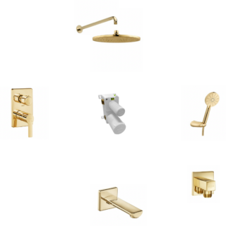 E.C.A Luna Yuvarlak Ankastre Duş seti 3 yollu Gold 102199003