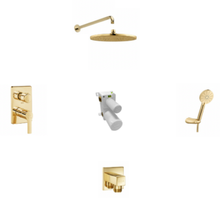 E.C.A Luna Yuvarlak Ankastre Duş seti 2 yollu Gold 102199004